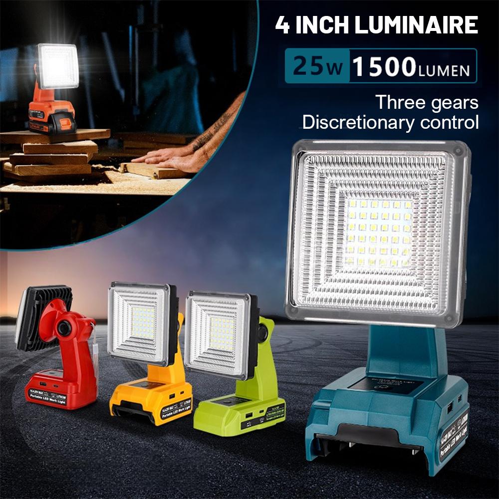 Lampe de travail LED, Lampe d'avertissement LED portable Lampe de travail Éclairage extérieur Pour batterie Makita /Milwaukee/Dewalt/Bosch 18V(Pas de batterie)