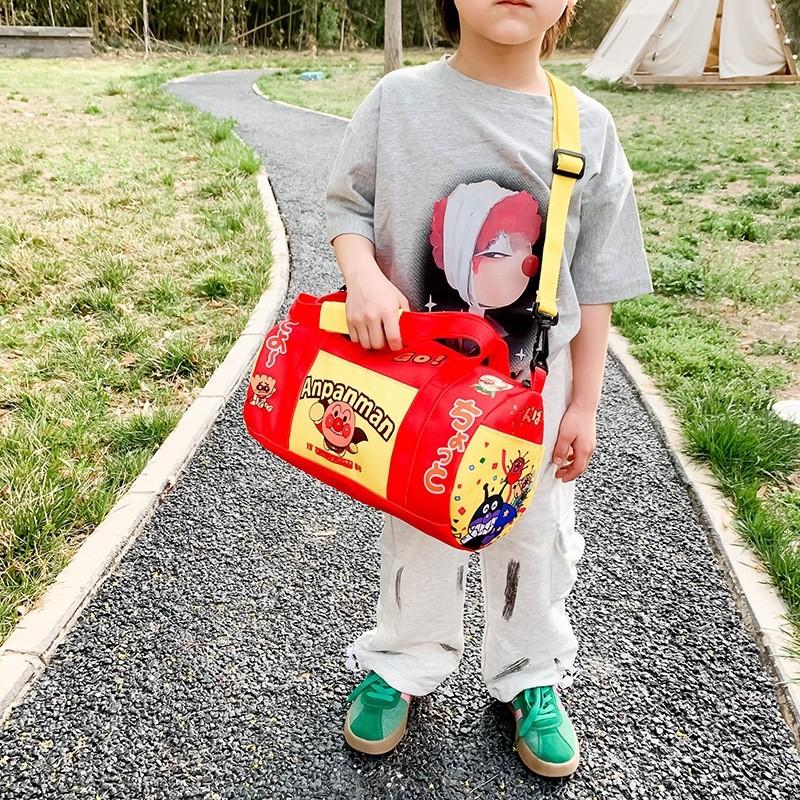 Super Kids Cartoon Mario And Anpanman Print Messenger Bag With Capacity High