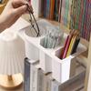 Houseeker Deskside Pen Holder Three Compartments Organiser Case Student Stationery Office Storage Box