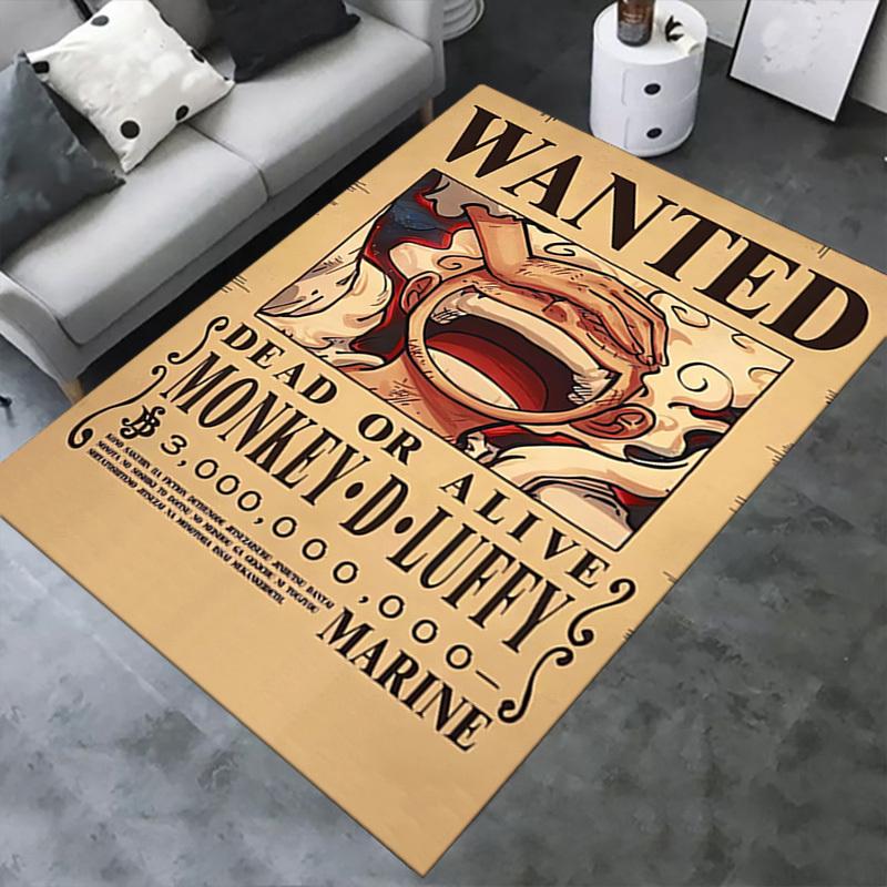 Office Carpet: Monkey D. Luffy Wanted Poster Sofa Rug Chair Mat for Protection