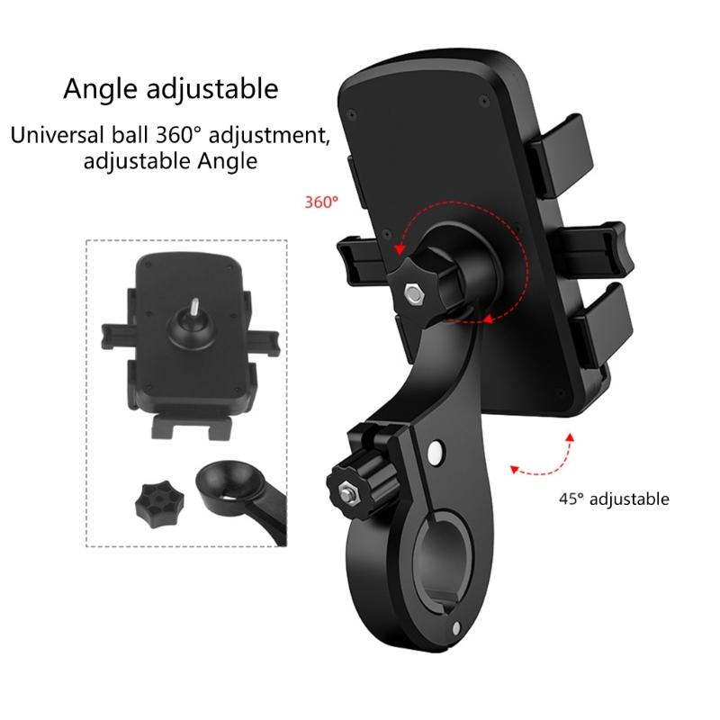 Bike Phone Holder Bracket, Motorcycle Phone Mount Adjustable Bike Handlebar Cell Phone Clamp Scooter Mobile Phone Clip