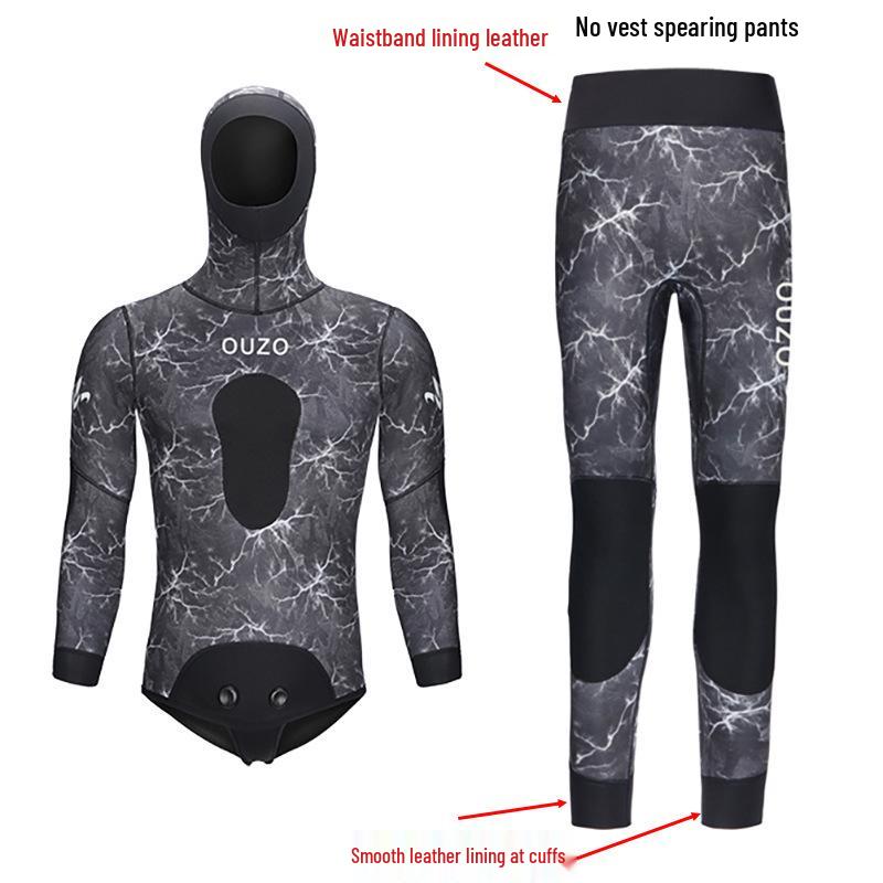 Pánský 3mm rychleschnoucí lovecký a surfařský oblek - Dvoudílný chladuvzdorný opalovací oblek pro freediving