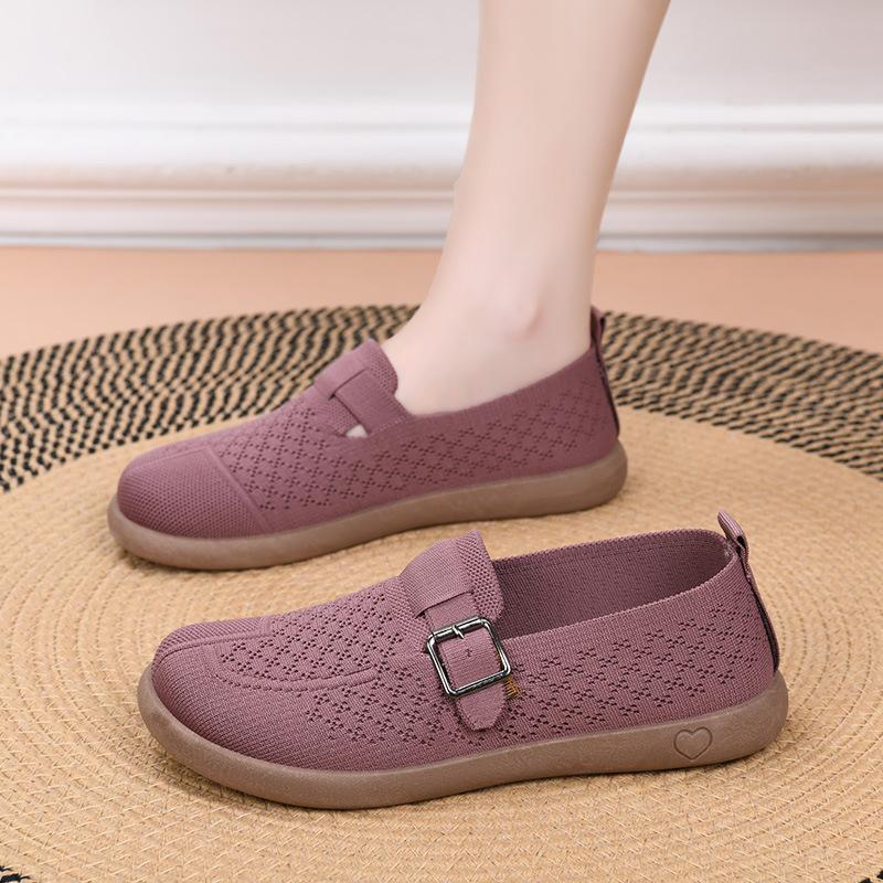 

Новая женская повседневная обувь 2025 года, вязаная, с мягкой подошвой, не вызывает усталости, удобная и универсальная, обувь для мам среднего и пожилого возраста 41