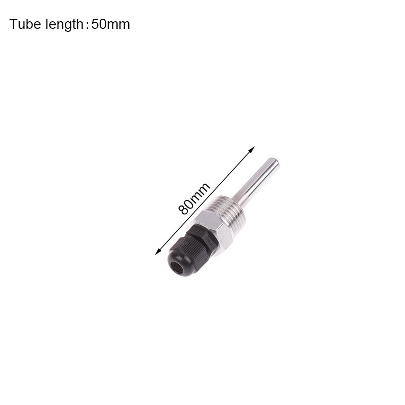 304 Stainless Steel 1/2 BSP G Thread OD8mm Immersion Sleeve Pocket For Temperature Sensor 30-200mm Tube Thermowells Protecter