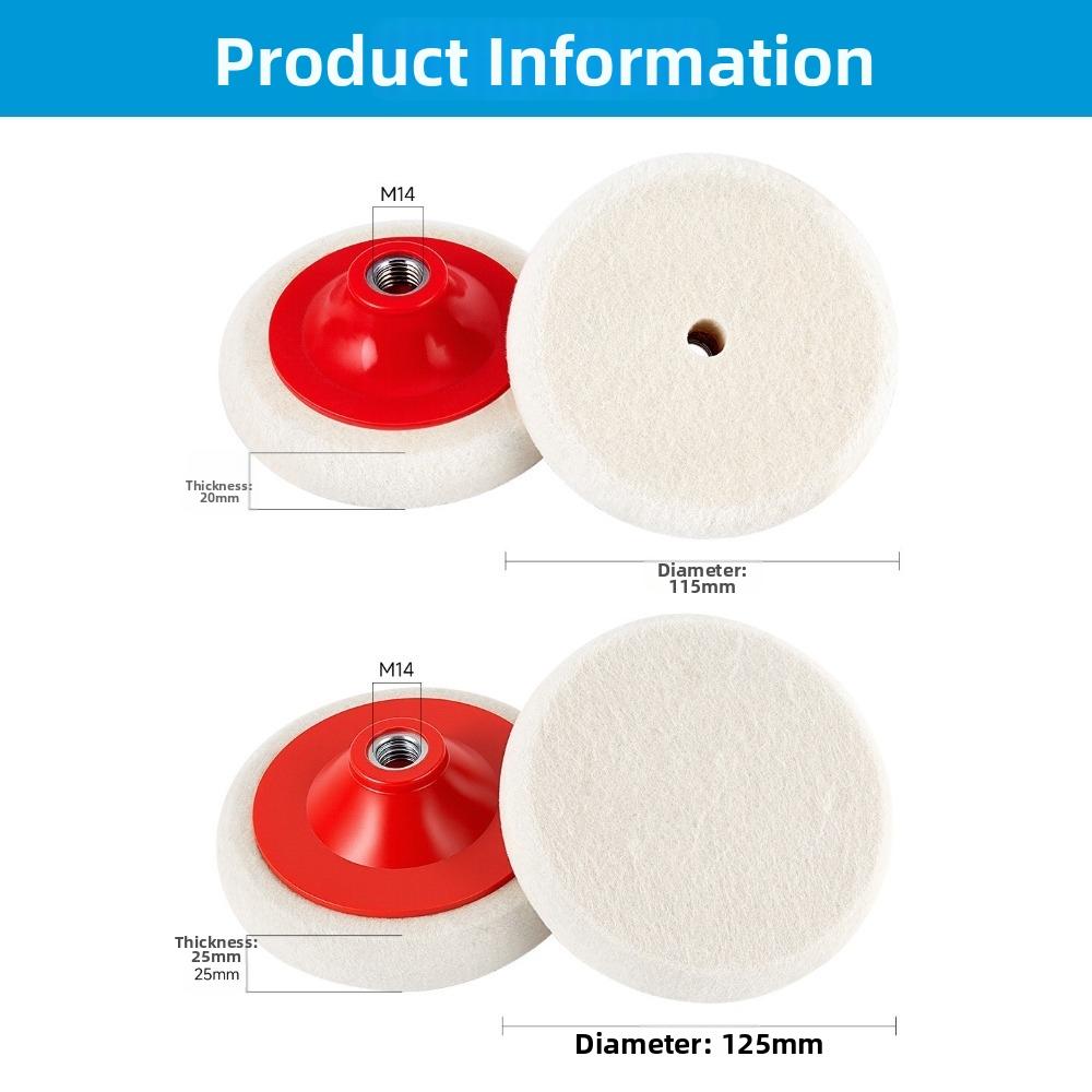 Thickened Wool Polishing Wheel 115/125mm Mirror Polishing Pad Practical Sanding Disc for Marble