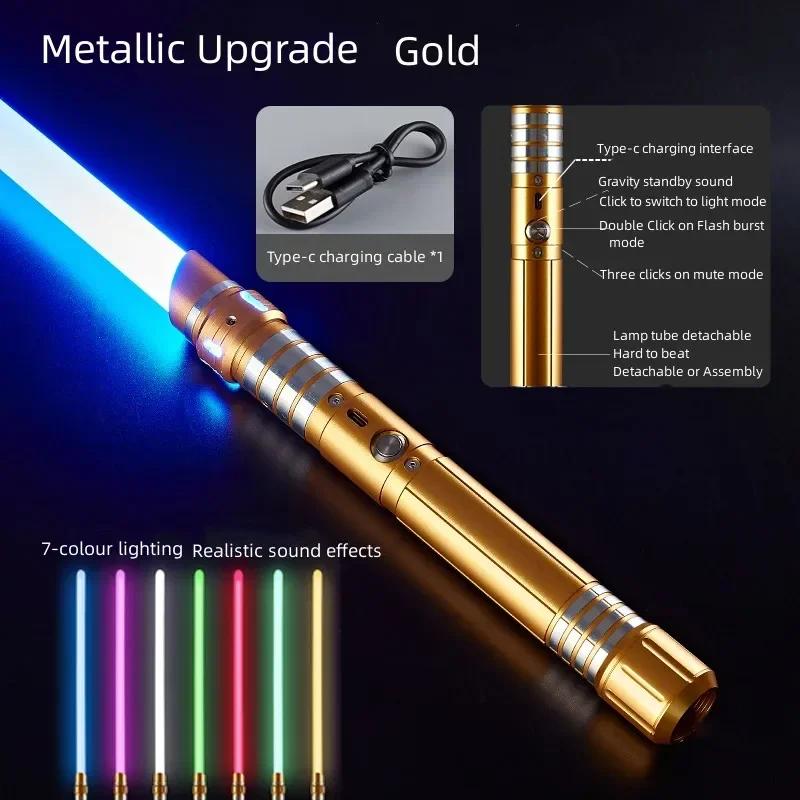 Upgraded Version Gravity Sensing Lightsaber 2 In 7-color Metal Laser Sword Rechargeable Toy Party Glow Swords Txqsaber