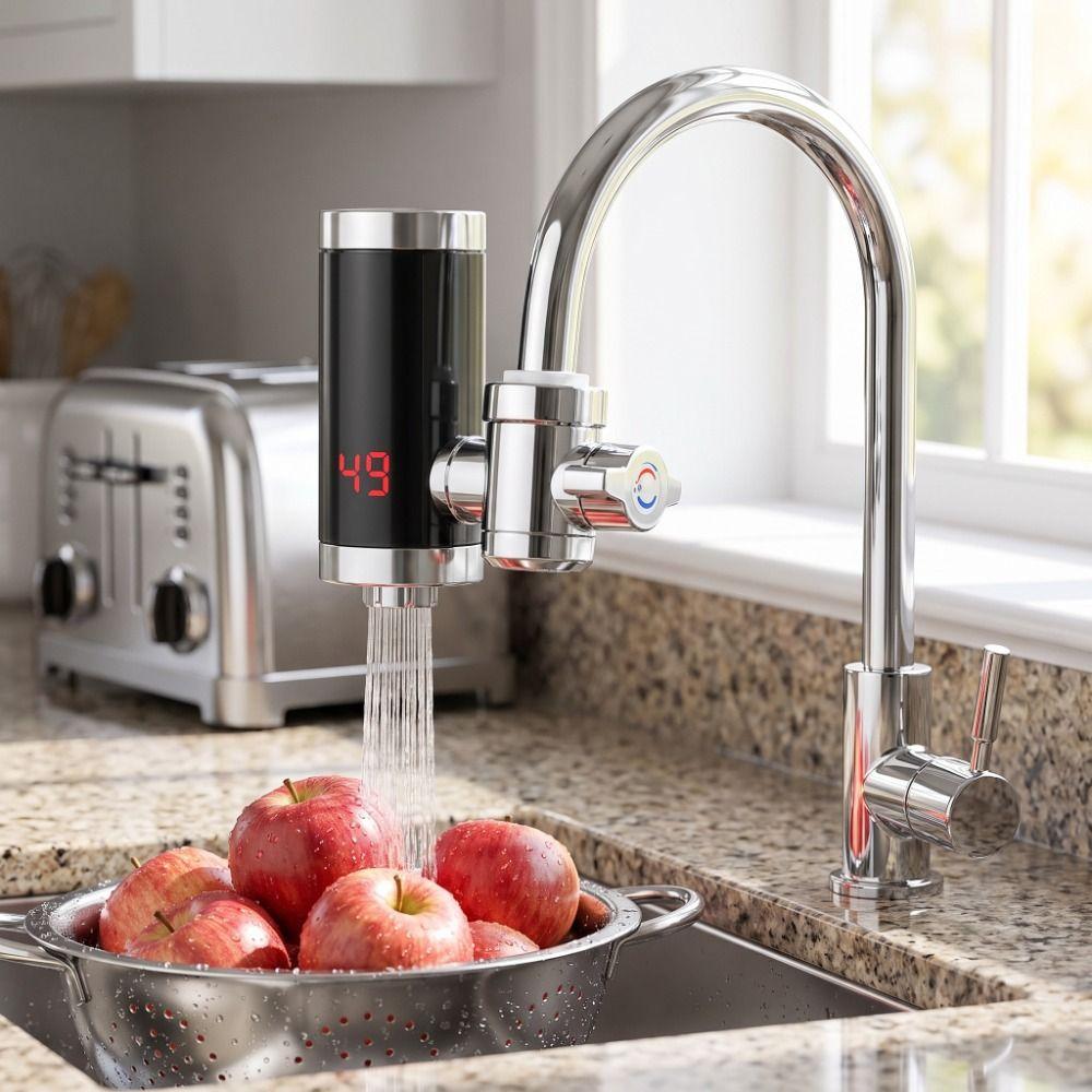Digital Display Instant Water Heater 3000W Fast Heating Heating Faucet Tankless Heaters Cafe