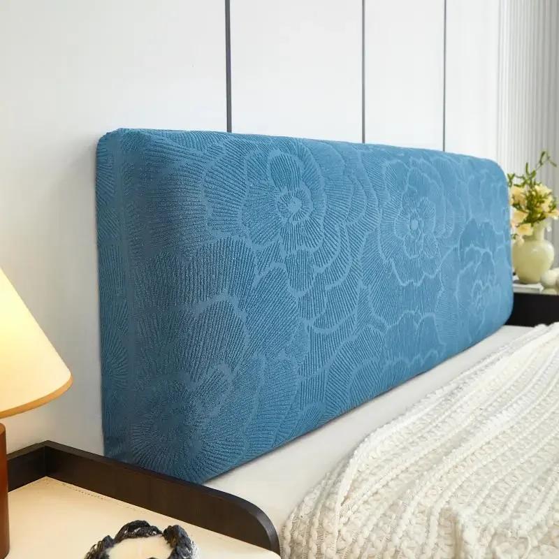 1 PC Spritzwassergeschützter Kopfteilbezug, Blumenmuster, Kopfteilbezug, gestrickter elastischer Jacquard-Nachttischbezug für das Bett im Schlafzimmer