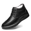 Thickened fur integrated snow boots men's genuine leather wool large cotton shoes velvet cotton shoes winter casual men's boots to keep warm