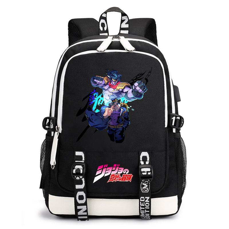Anime JoJo Print Lightweight Student Backpack Casual Daypack for Teen Kids Junior School Bag
