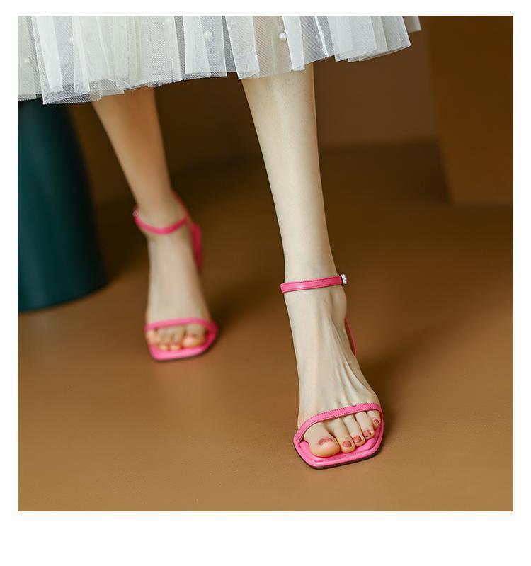 Great To Wear One-word Open-toed Sandals for Women In Summer 2025, New Pink Thick Heel Non-slip Empty Shoes for Women's Sandals