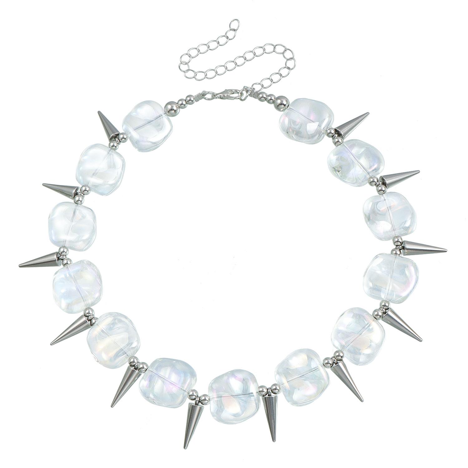 

Цепочка на ключицу из нержавеющей стали со стразами особой формы, модное ожерелье Spice Girl Y2K для женщин