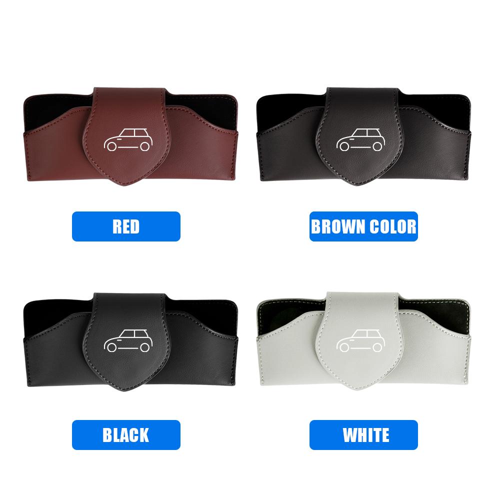 Leather Car Glasses Frame Sun Visor Sunglasses Storage Holder For Mini Cooper JCW Works F54 F55 F56 F57 F60 R50 R52 R53 R55 R56