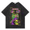 Vintage Washed T Shirt Men Summer Hip Hop Loose Y2k T-shirt JoJo Bizarre Adventure Anime Print Cotton Casual Short Sleeve Tshirt