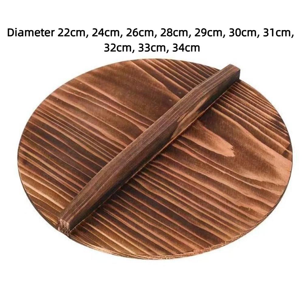 Traditional Universal Wooden Pot Cover 22-34cm Anti Scalding Fir Wood Pot Lid Round Iron Wok Pan Lid Kitchen Accessories