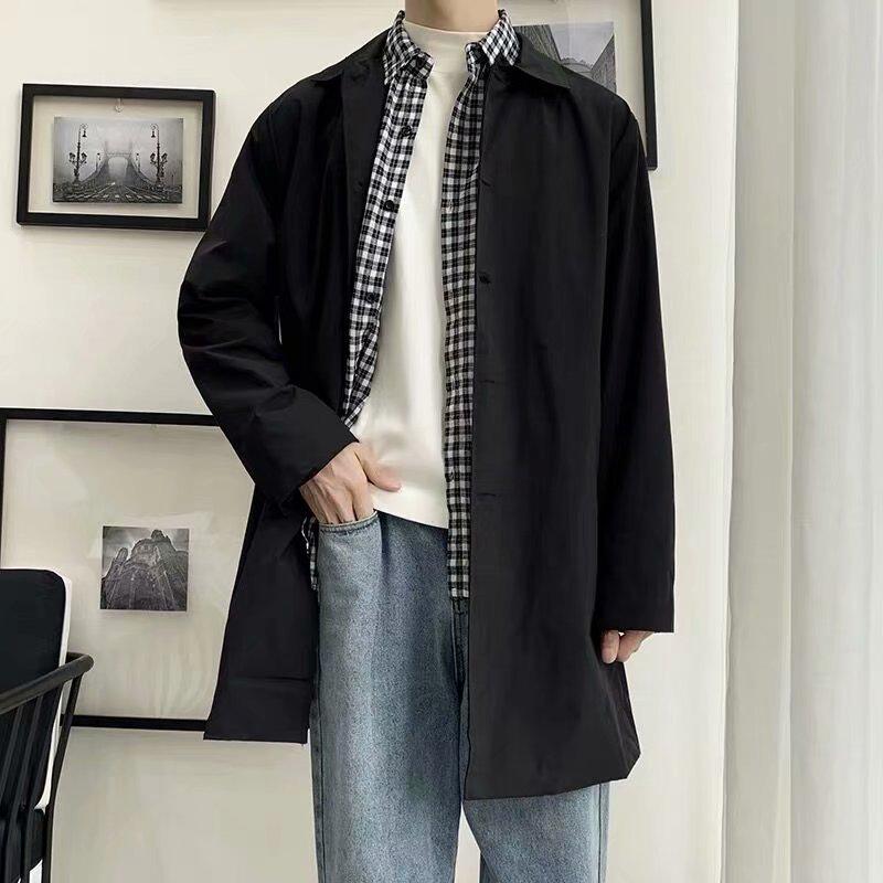 

Чоловічий однобортний тренч середньої довжини, модний британський і корейський стиль, вільного крою від Dama XL чорний