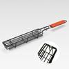 Mini Barbecue Grill Basket with Wooden Handles Non-Stick Rotisserie Cage for Chicken Vegetables
