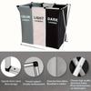 3-Section Foldable Laundry Hamper with Oxford Bags & Aluminum Frame - Dark Light Print, Ideal for Home & Dorm Clothes Storage
