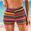 2025 Colorful Knitted European & American Bikini Swimwear: Women's Sexy Flat-Leg Beach Shorts