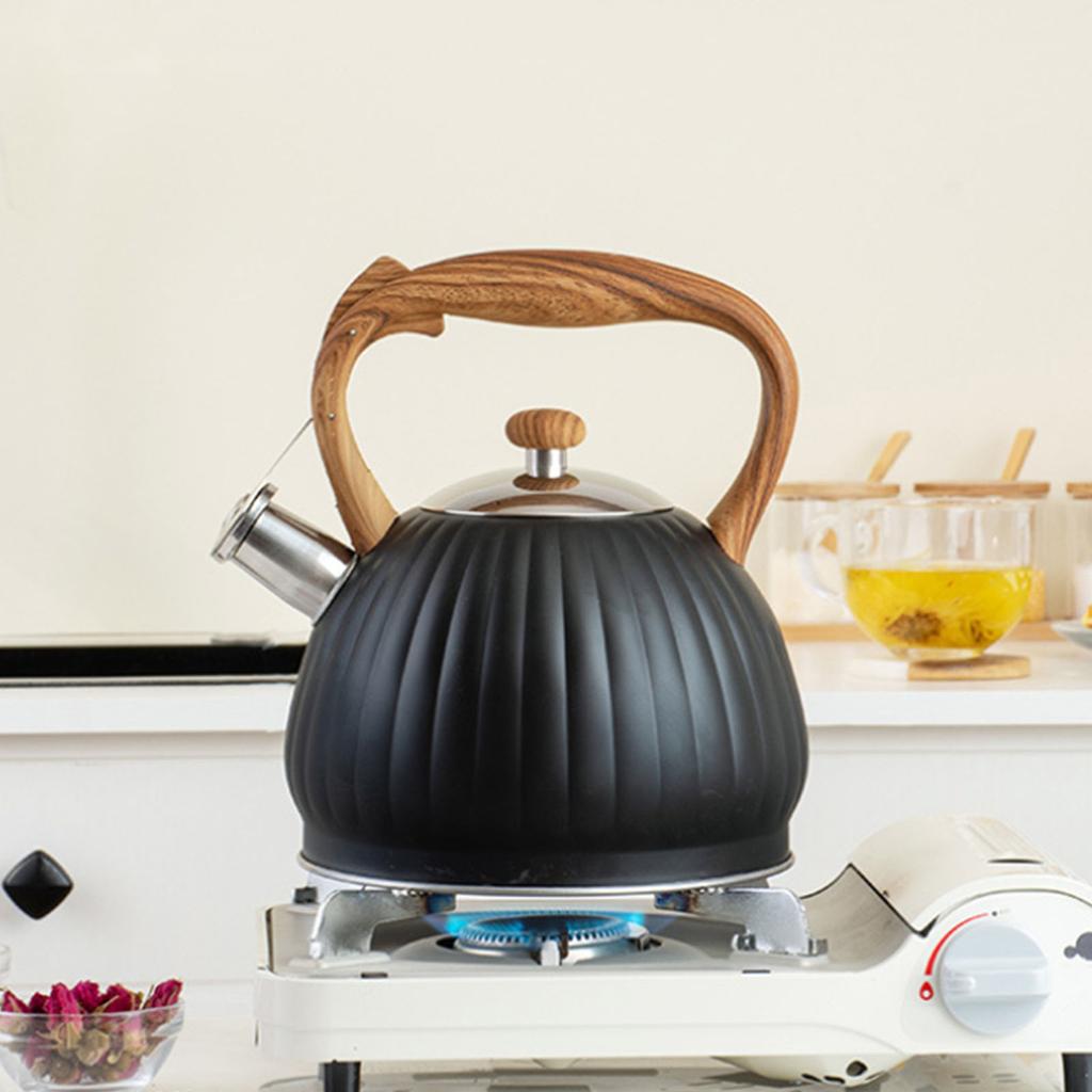 3.5L Black Whistling Kettle Pumpkin Shape Stovetop Tea Pot for 1 8 People