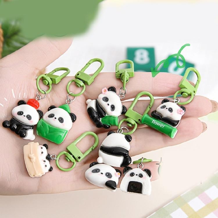 Fashionable 8 Pieces Lovely Panda Keychains Portable for Keys and Personalizing Bags Craft with Acrylic Materials