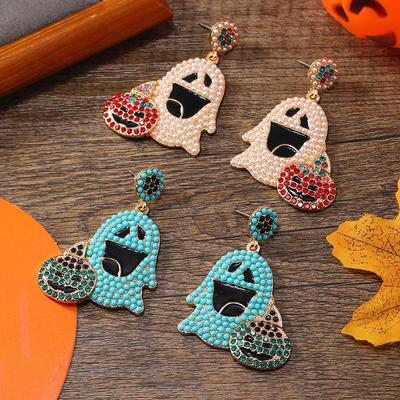 European-Style Halloween Pumpkin & Ghost Dangle Earrings