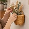 Kitchen Spice And Egg Organizer Woven Hanging Wicker Storage Basket Wall Mounted Imitation Rattan Organizer Versatile Containers Rustic Style