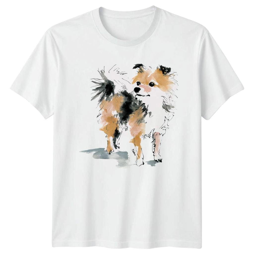 Watercolor Doodle Dog TShirt Pomeranian Pet Birthday Gift For Him And Her