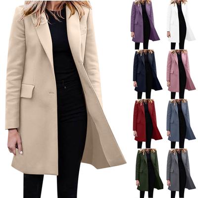 Winter Jackets Women Plus Size Fall Casual Fashion Long Sleeve Mid Length Coat Single Breasted Cardigan Windbreaker