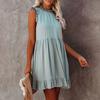 Dámské šaty plus size bez rukávů letní šaty elegantní vintage dámské volánové plážové modré mini šaty vestido