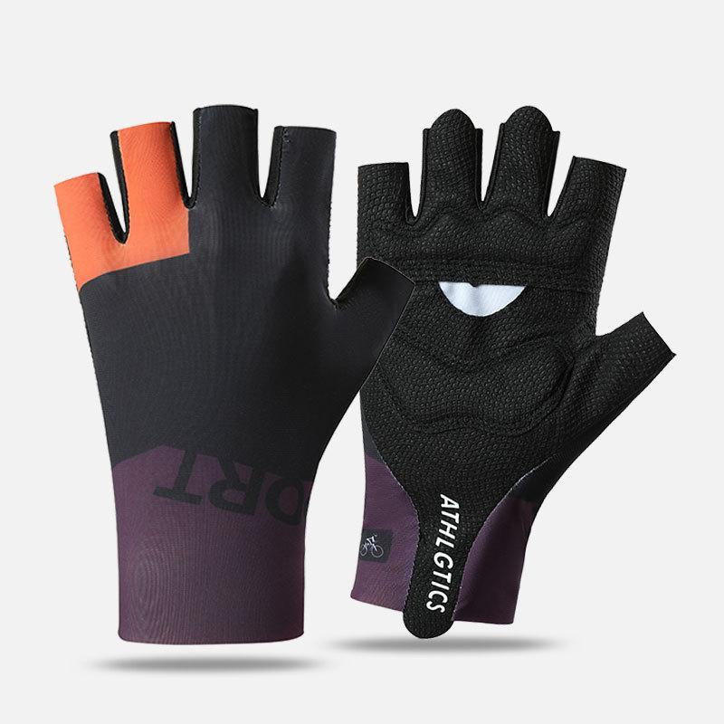 Cycling Half-finger Gloves Men and Women Breathable Shock Absorption Non-slip Wear-resistant Ice Silk Elastic Outdoor Bicycle Mountain Bike Fitness