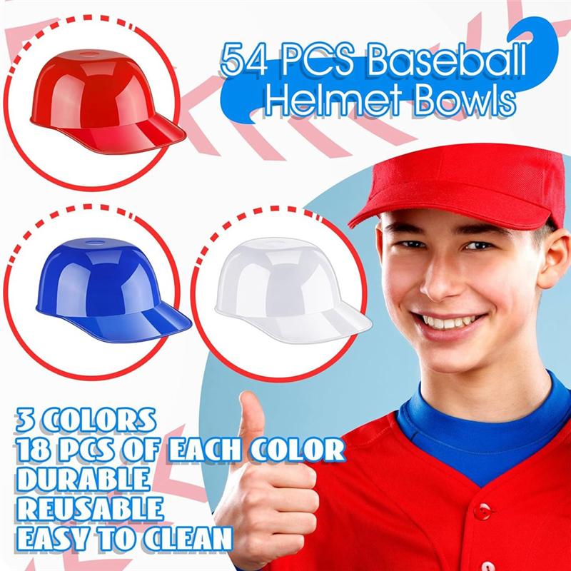 Baseball Helmet Ice Cream Snack Bowl, Mini Baseball Cap Bowl, Kids Helmet Chip Bowl, Ice Cream Sundae Helmet,Party,30Pcs