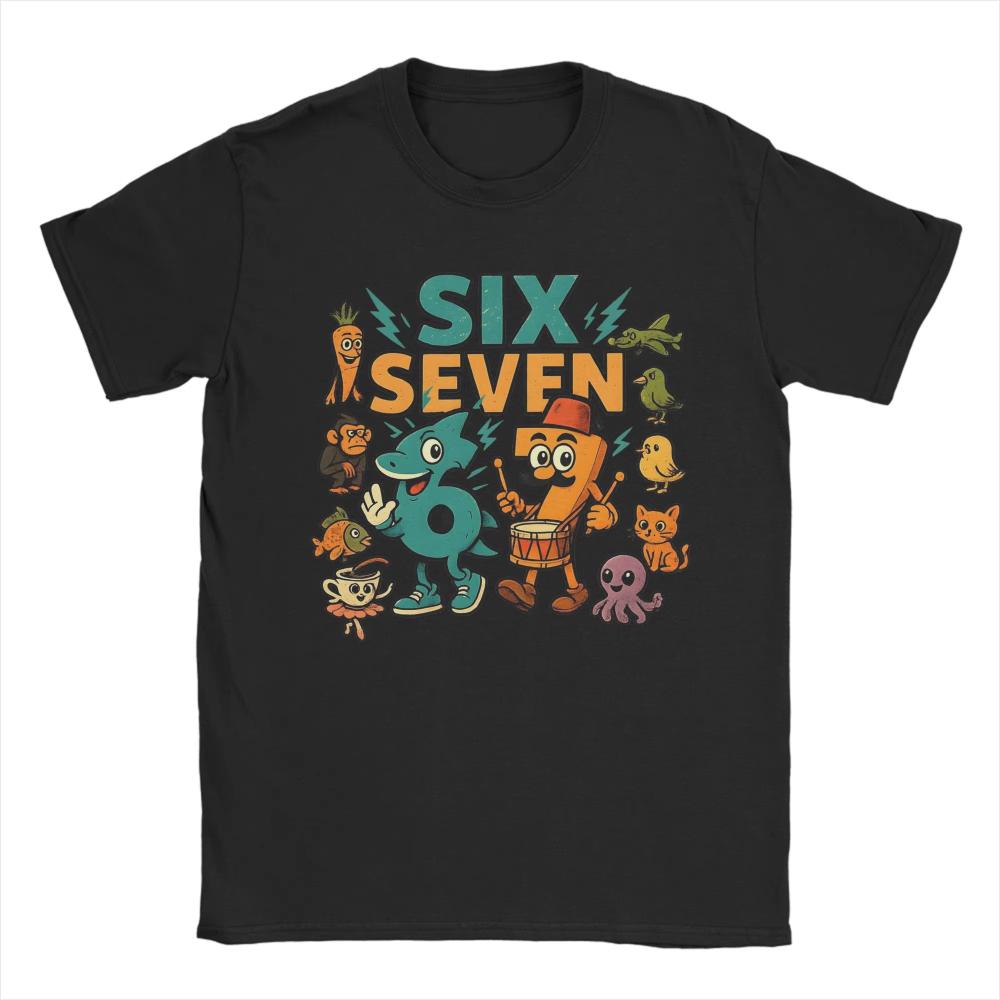 67 Six Seven Italian Brainrot Kids Gaming Meme TShirts Mens Cotton Tee Shirt Round Neck Short Sleeve T Shirts Graphic Clothing