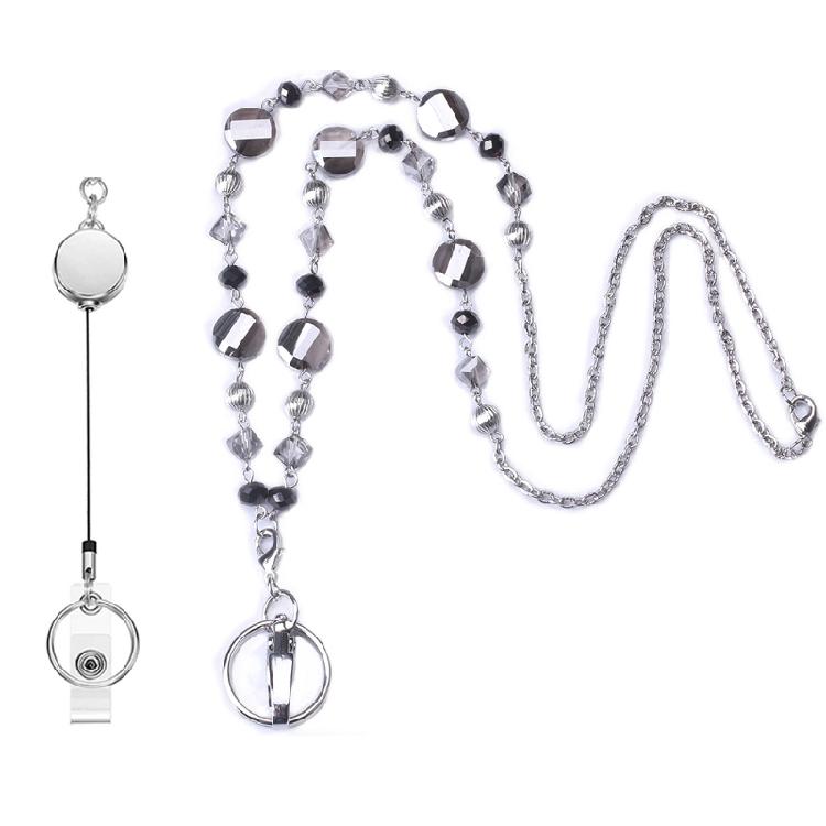 

Stylish ID Badge Holder Leaves Retractable Name Badge Reel Lanyard Necklace Gift