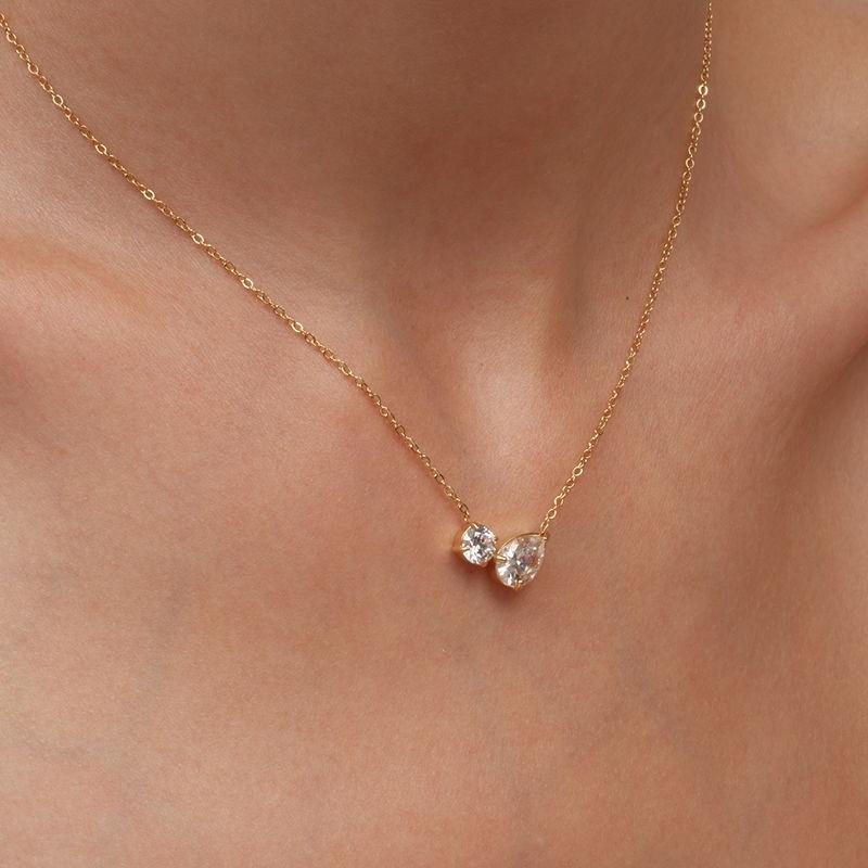 Stainless Steel Hypoallergenic Water Droplet CZ Pendant Necklace for Women Luxury Waterproof Ins Necklace Jewelry Birthday Gift