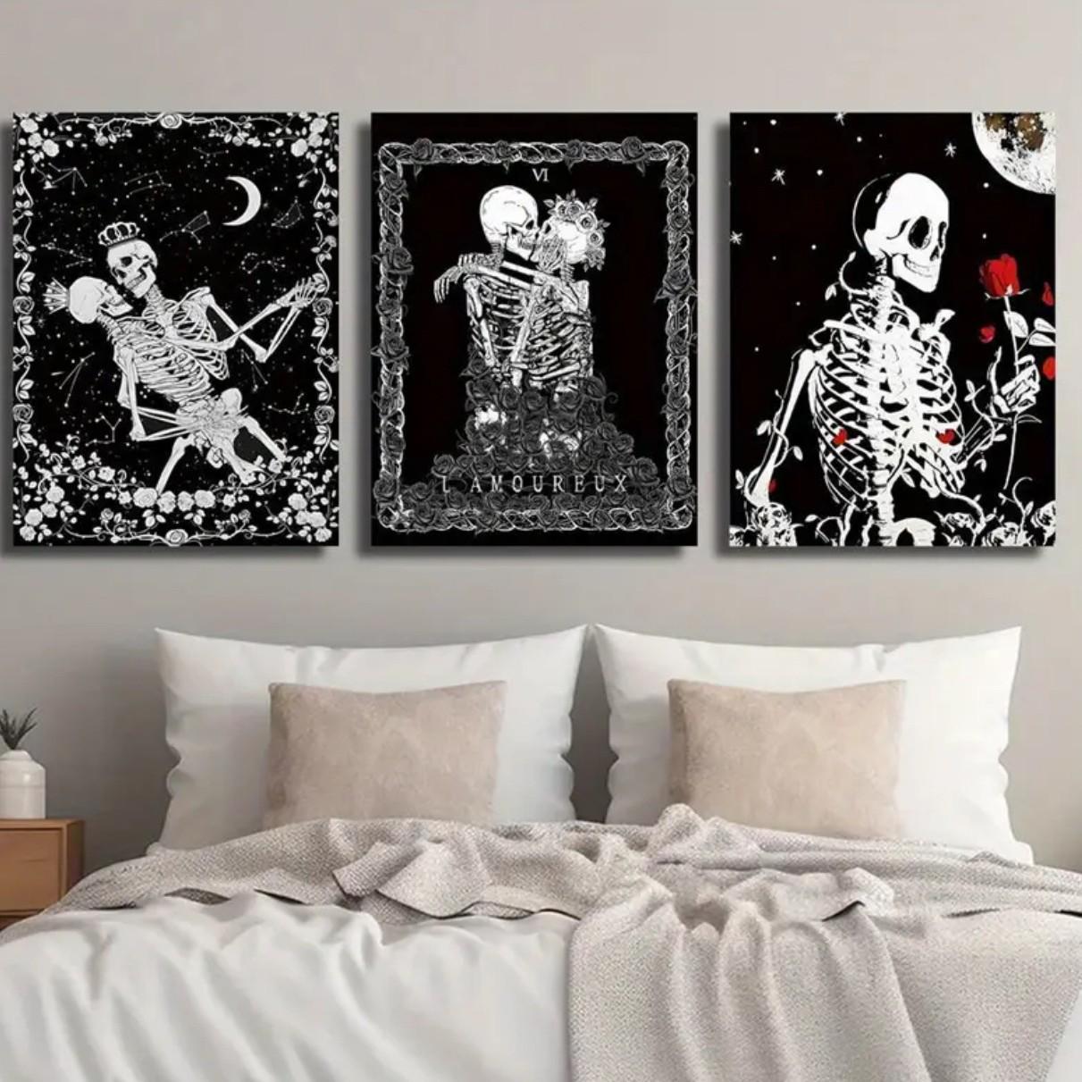 

Floral Skull and Skeleton Pattern Hanging Art for Living Room or Bedroom 15x20