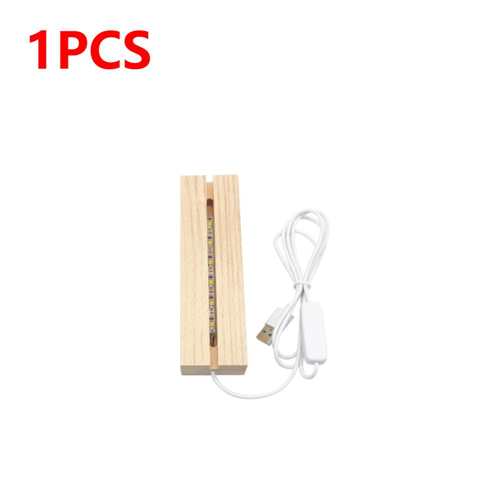 1-10PCS LED Wood Light Display Crystal Wooden Lighted Base Stand Acrylic Light Plate Base USB Wooden Base for Resin Art Light