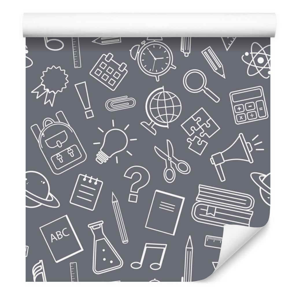 Wallpaper School Supplies Gray and Light Gray 50x1000
