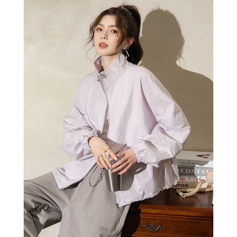 ET BOITE Women's Loose Fit Stand-Collar Casual Jacket