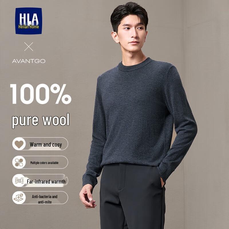 HLA Men's Pure Wool Long Sleeve Knit Sweater