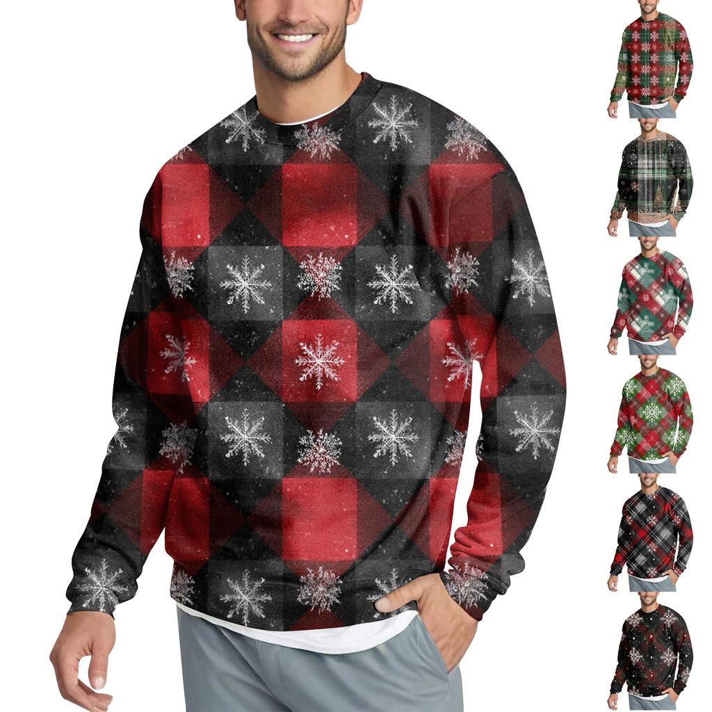 Men's Casual Fashion Printed Round Neck Pullover Sweatshirt