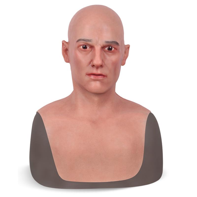 /ODM Silicone Mask Latest Halloween Property Full Head Bareheaded Middle-aged Man Headgear Cosplay Silicone Head Mask