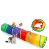 Rainbow Cat Tunnel Pet Tube Brinquedo de brincar dobrável para ambientes internos e externos Gatinho Filhote de cachorro Brinquedos para quebra-cabeça Exercício Esconder Treinamento