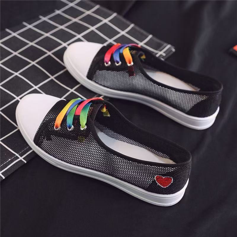 New low-top canvas shoes female student flat casual shoes sports casual board shoes lazy little white shoes