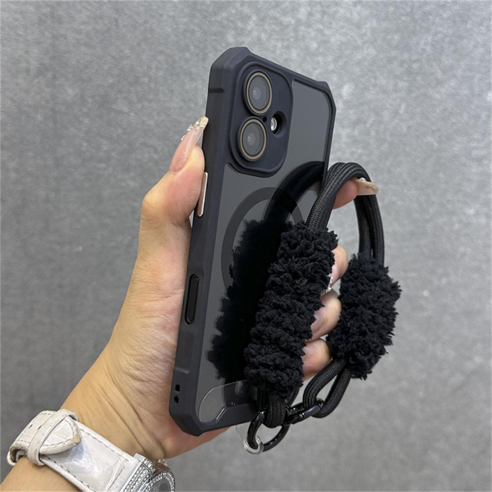 Air Bag Shockproof Magnetic For Magsafe Wireless Charging Wrist Strap Case For iPhone 16 11 12 13 14 15 Pro Max Plus Clear Cover