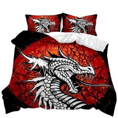 Dragon Duvet Cover Set Japanese White Dragon Tatsu Folk Noble Monster Twin Bedding Set Double Queen King Polyester Qulit Cover