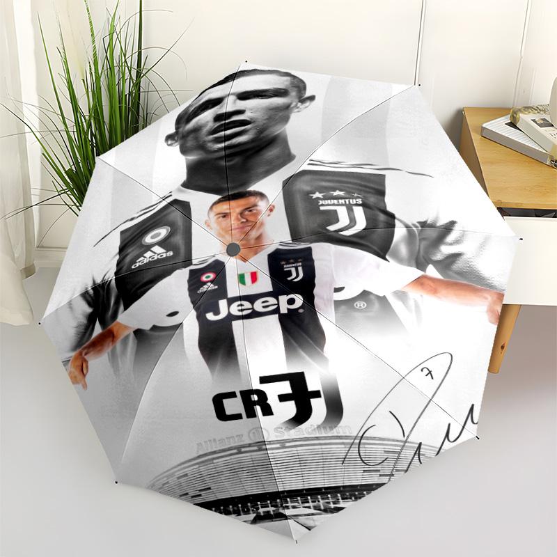 Cristiano Ronaldo Celebration Automatic Umbrella Compact 8-Rib Design Foldable Design All-Season Travel Fashionable Gift for Festivals