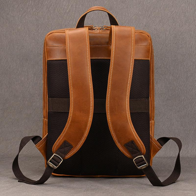 2026 New Fashion Leather Bagpack Bag 14 15.9 Laptop Backpack For Man Male Genuine Leather Men's Travel Bagpack Crazy Horse Skin