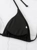 2025 European & American Solid Color Lace-Up Halter Triangle Bikini