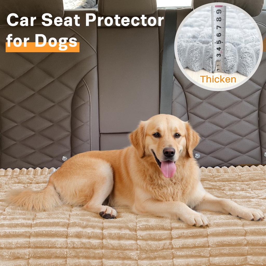Backseat Pet Bed Mat, Dog Bed for Car Back Seat, Non-Slip Furry Dog Covers Pet Mat, Fit for Backseat Extenders and Seat Covers